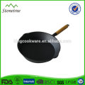 Round Cast Iron Grill Pan with wooden handle